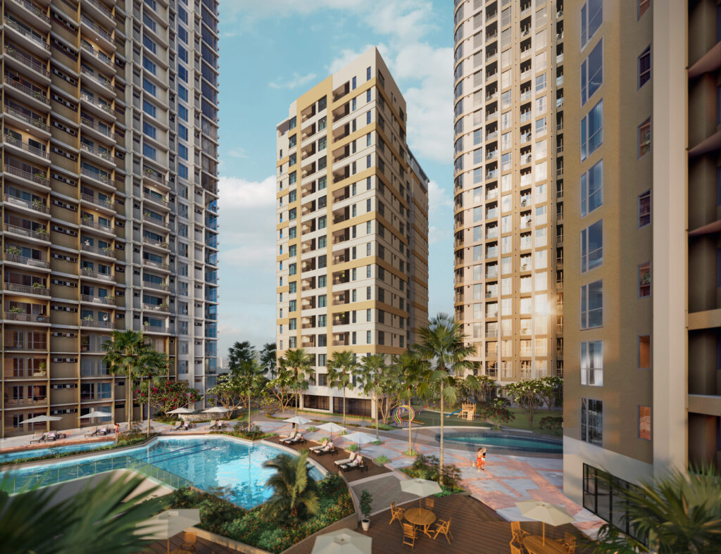 Aerial view of the outdoor amenities